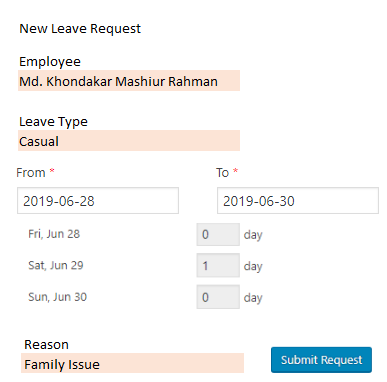 New Leave Request